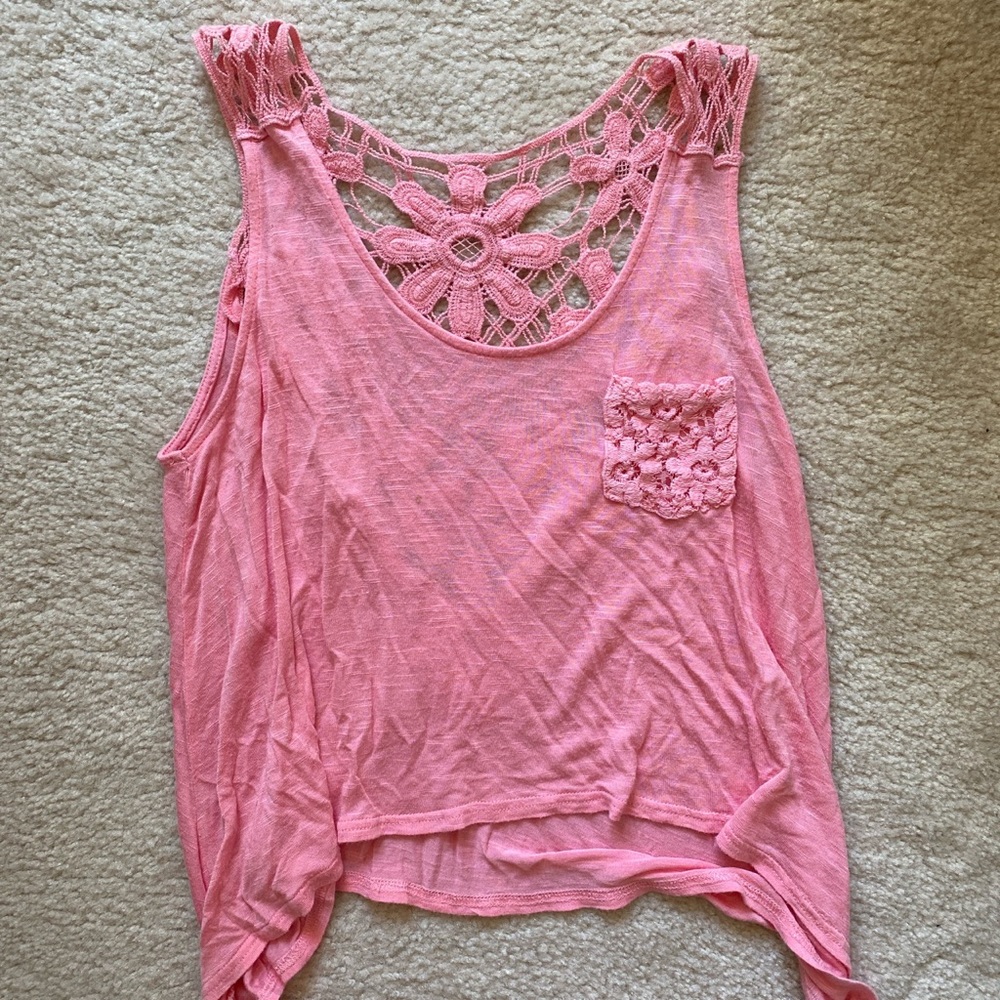 pink crochet tank top